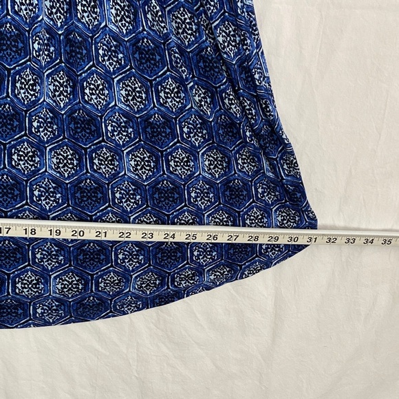 dC Jeans Shirred Long Top Blue Geometric Print Womens Size 2X - Picture 12 of 12